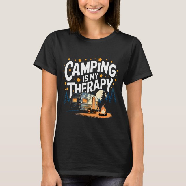 Camping är min terapi  t shirt (Framsida)