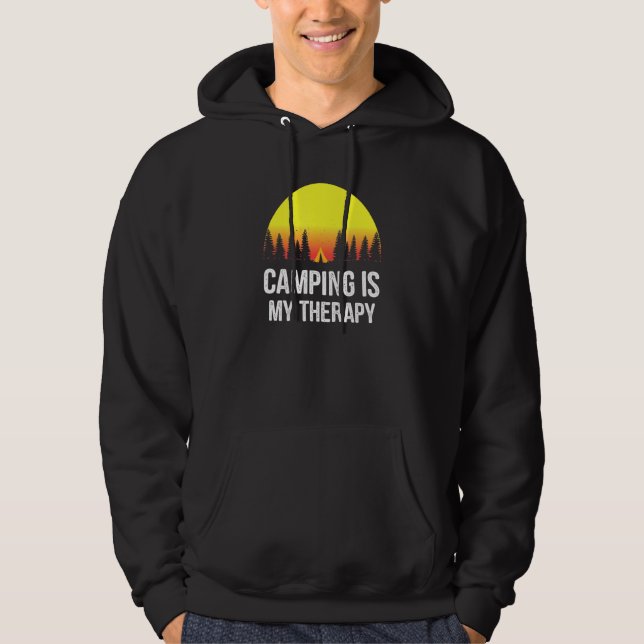 Camping är min terapikampanj 1 hoodie (Framsida)