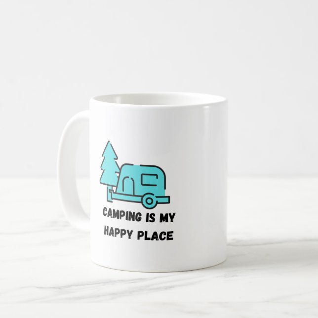 Camping är My Lycklig Ställe på en kaffe Mugg (Framsida vänster)