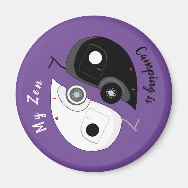 Camping är My Zen Yin Yang TearDrop Trailer Magnet (Framsidan)