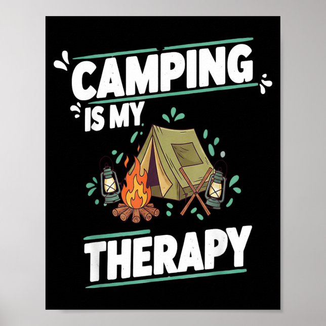Camping är terapi för naturen och tält poster (Framsidan)