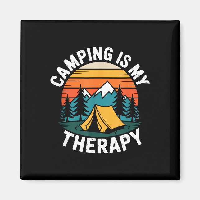 Camping är terapiläger campare utomhusäventyr magnet (Framsidan)