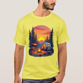 Camping at Sunset in the Wilderness of the Skogen T Shirt