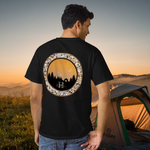 Camping at Sunset Pebble Round Design Design T-Shi T Shirt