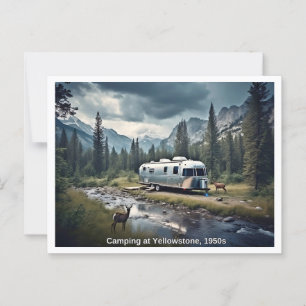 Camping at Yellowstone 1950's Scene Vykort