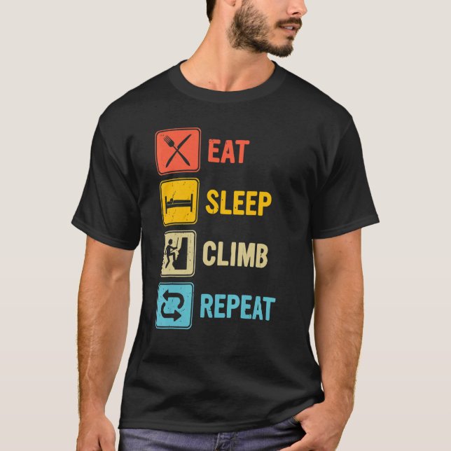 Camping Äta Sova Klättra Upprepa Klassisk Sommar T Shirt (Framsida)