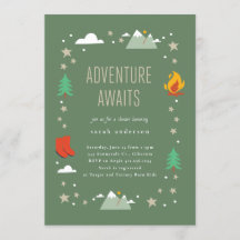 Camping Äventyr Awaits Neutralt Baby Shower