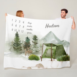 Camping Äventyr Baby milstone Fleecefilt