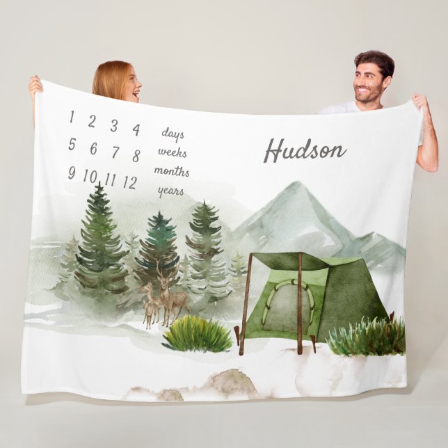 Camping Äventyr Baby milstone Fleecefilt (På plats)