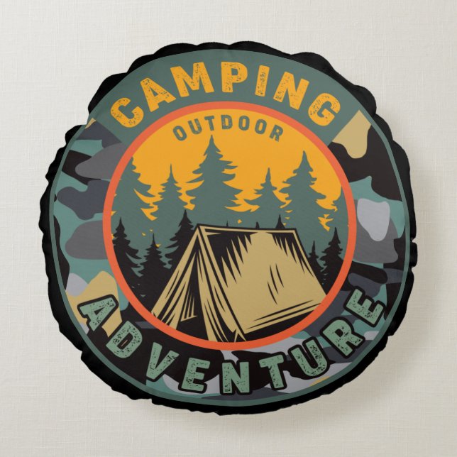 Camping Äventyr Rund Kudde (Framsidan)