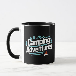 Camping Äventyr, svart mugg