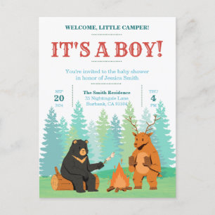 Camping Äventyr Väntar Baby Shower Inbjudan