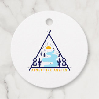 Camping äventyr väntar gåvor etiketter