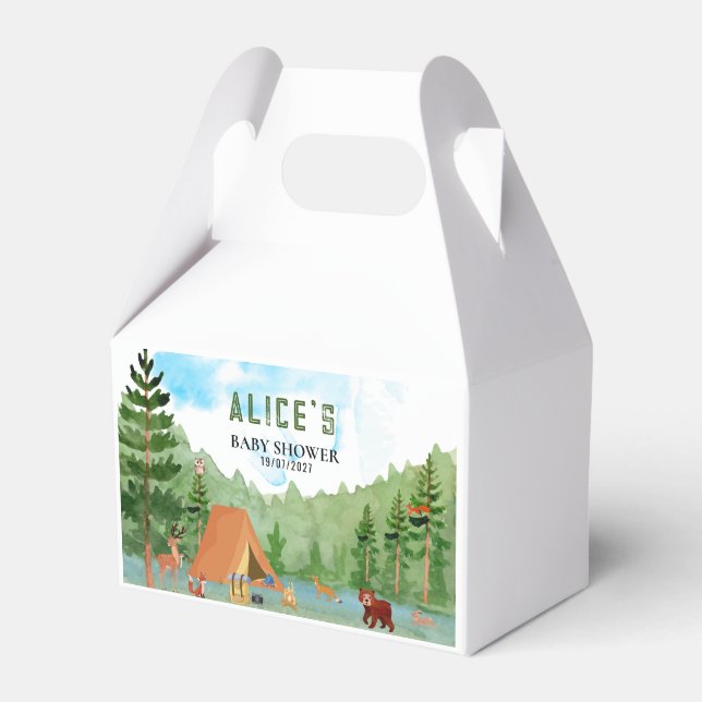 Camping Äventyrs Baby Shower i Skogen Presentaskar (Framsidan Sidan)