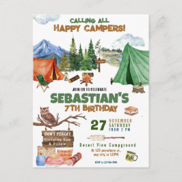 Camping Äventyrsfest för pojkar på födelsedagen ut Vykort