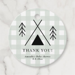 Camping Baby dusch - Tack Gåvor Etiketter