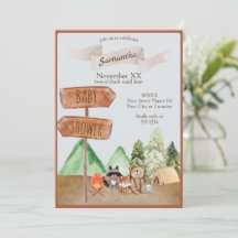 Camping Baby Shower for Cute Woodland Forest Anima