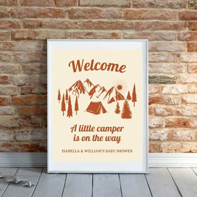 Camping Baby Shower Little Camper Woodland Poster (Camping Baby Shower Little Camper Woodland Poster)