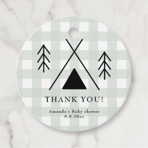 Camping baby shower - Tack Gåvor Etiketter