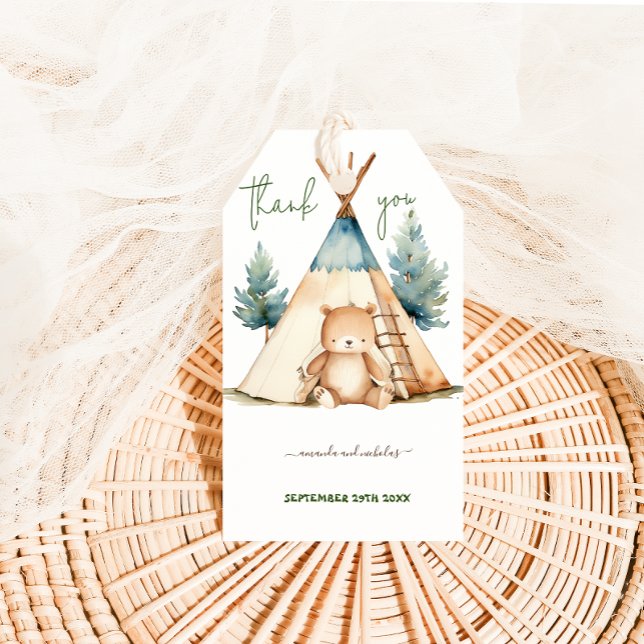 Camping Baby Shower-Tack Presentetikett (Skapare uppladdad)