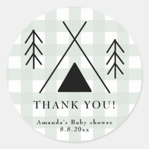 Camping baby shower - Tack Runt Klistermärke