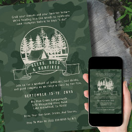 Camping Bachelor Party Camouflage out door Themme Inbjudningar