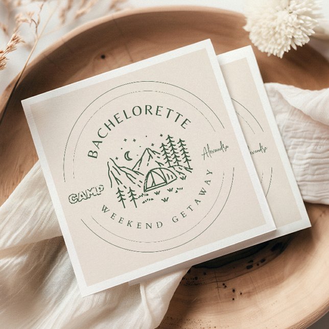 Camping Bachelorette Helg Itinerary Pappersservett (Skapare uppladdad)