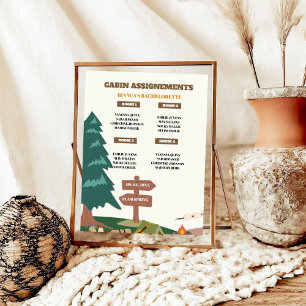Camping Bachelorette Party Cabin Assignement SIgn Poster