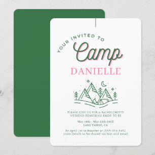 Camping Bachelorette Party Parts Parent-Anpassning Inbjudningar