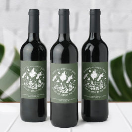 Camping Bachelorette Party Simple Modern Sparkling Vinflaska Etikett