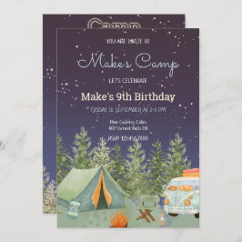 Camping Backpack Boy Birthday-inbjudan Inbjudningar