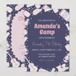 Camping Backpack Girl Birthday-inbjudan Inbjudningar