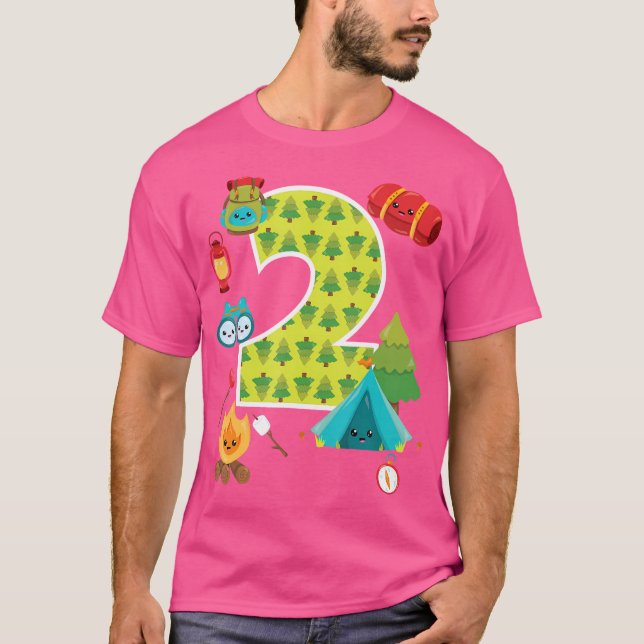 Camping Backyard Sleepover 2 år gammal 2:a födelse T Shirt (Framsida)