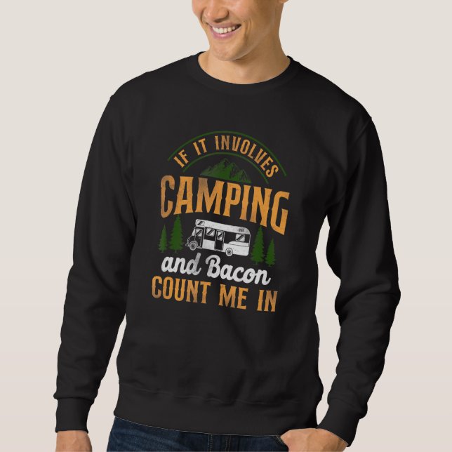 Camping Bacon Count mig in i Motorhome Campervan Lång Ärmad Tröja (Framsida)