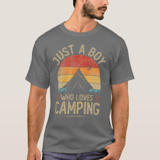 Camping Bara En Pojke Som Älskar Camping retro T Shirt
