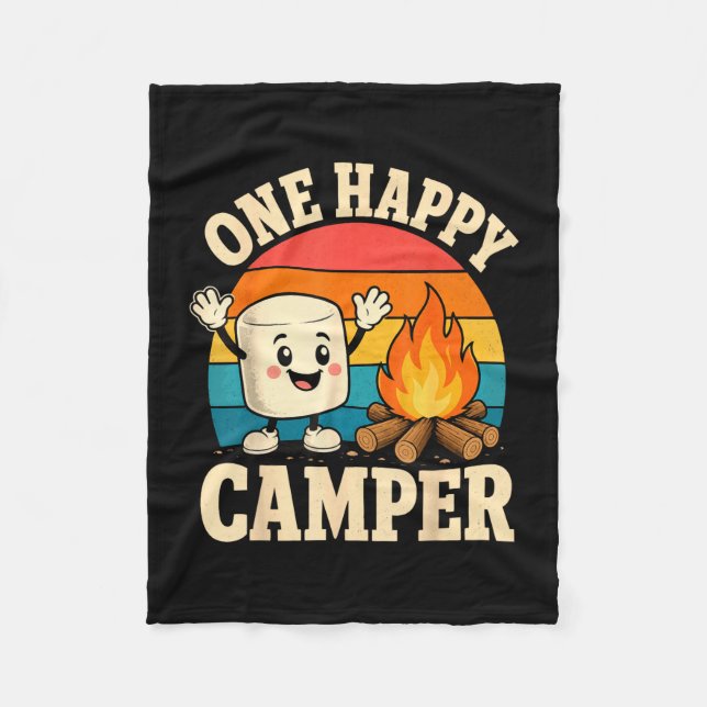 Camping barnung söt marshmallow lägereld  fleecefilt (Framsidan)