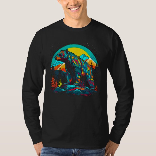 Camping Bear Face Spirit Animal T Shirt (Framsida)