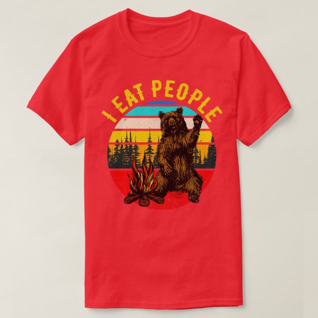 Camping Bear Hiking Funny Camper Gift T Shirt (Design framsida)