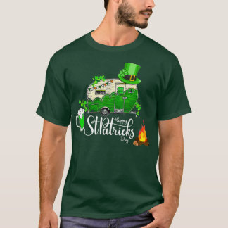 Camping Beer St patricks day Shamrock Leprechaun T Shirt
