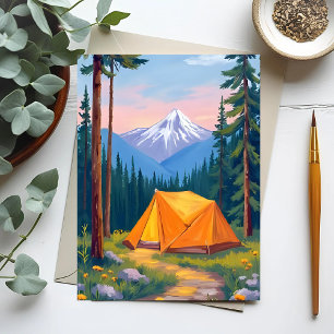 Camping Berg Akvarell Vykort