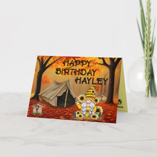 Camping Birthday Gnome Kort (Framsida)