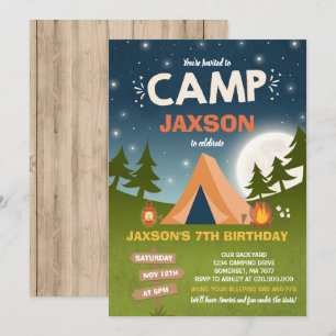 Camping Birthday-inbjudan Camp out Party Inbjudningar