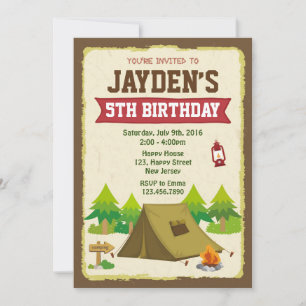 Camping Birthday-inbjudan Inbjudningar