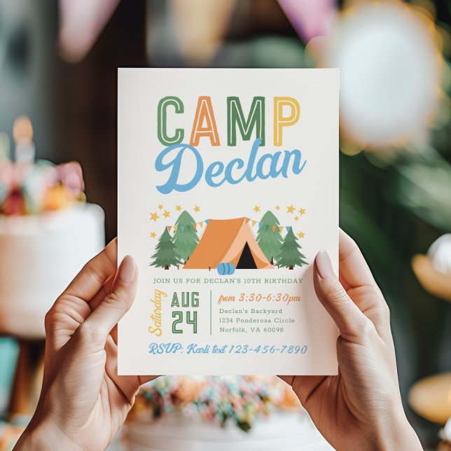 Camping Birthday-inbjudan Inbjudningar (Skapare uppladdad)