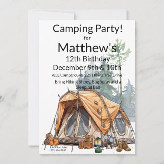 Camping Birthday Inbjudningar