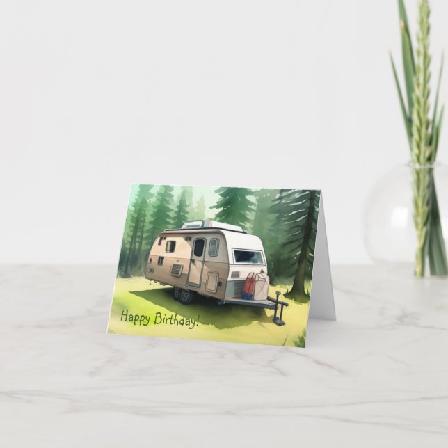 Camping Birthday Kort (Framsida)