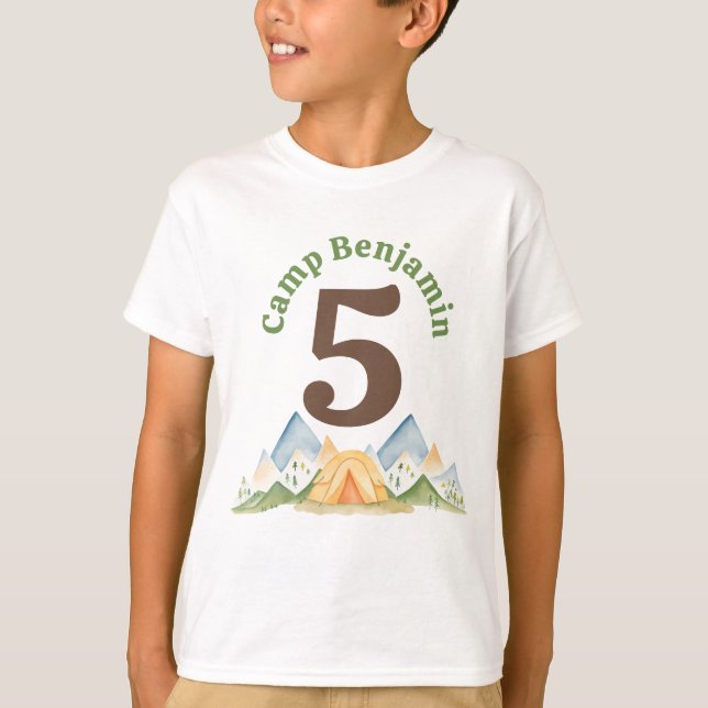 Camping Birthday Shirt T Shirt (Framsida)
