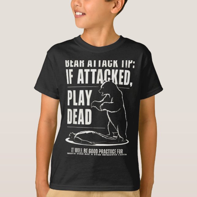 Camping björn attack tips spela död  t shirt (Framsida)