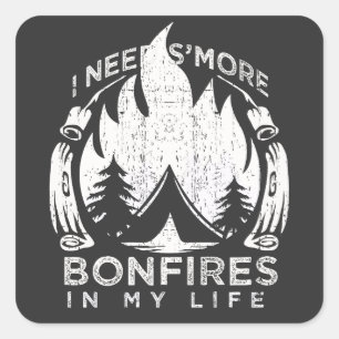 Camping Bonfire Gift Fyrkantigt Klistermärke