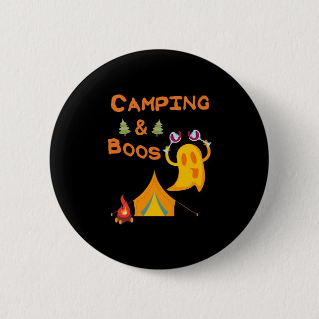 Camping & Boos Spöken Vin Camping Halloween Knapp (Framsida)